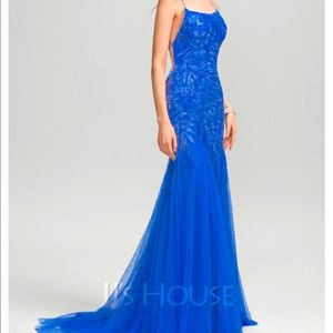 Royal Blue Mermaid Prom/Formal Dress With sequin details Open back